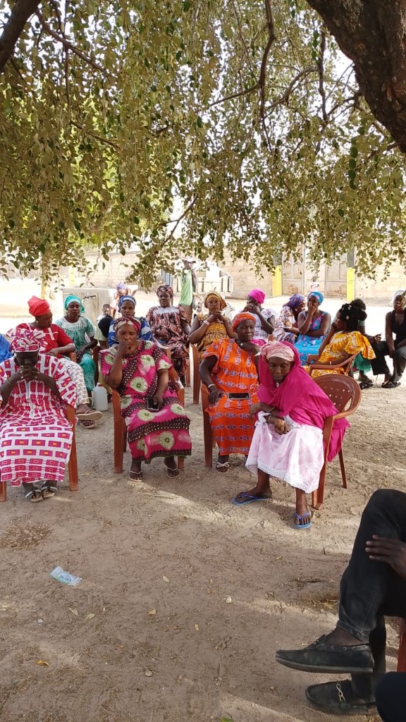 Assemblée des femmes membres de la coopérative à l'ombre d'un arbre